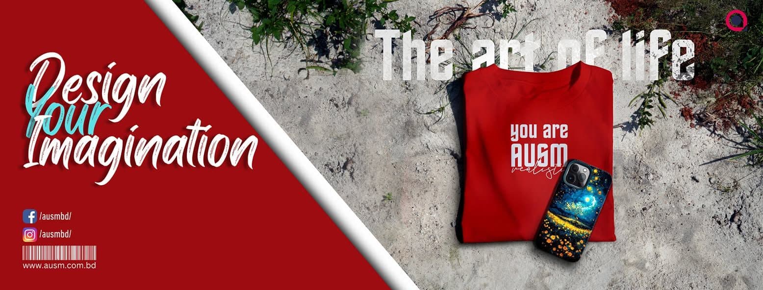 A red ausm tee with a custom printed phone case